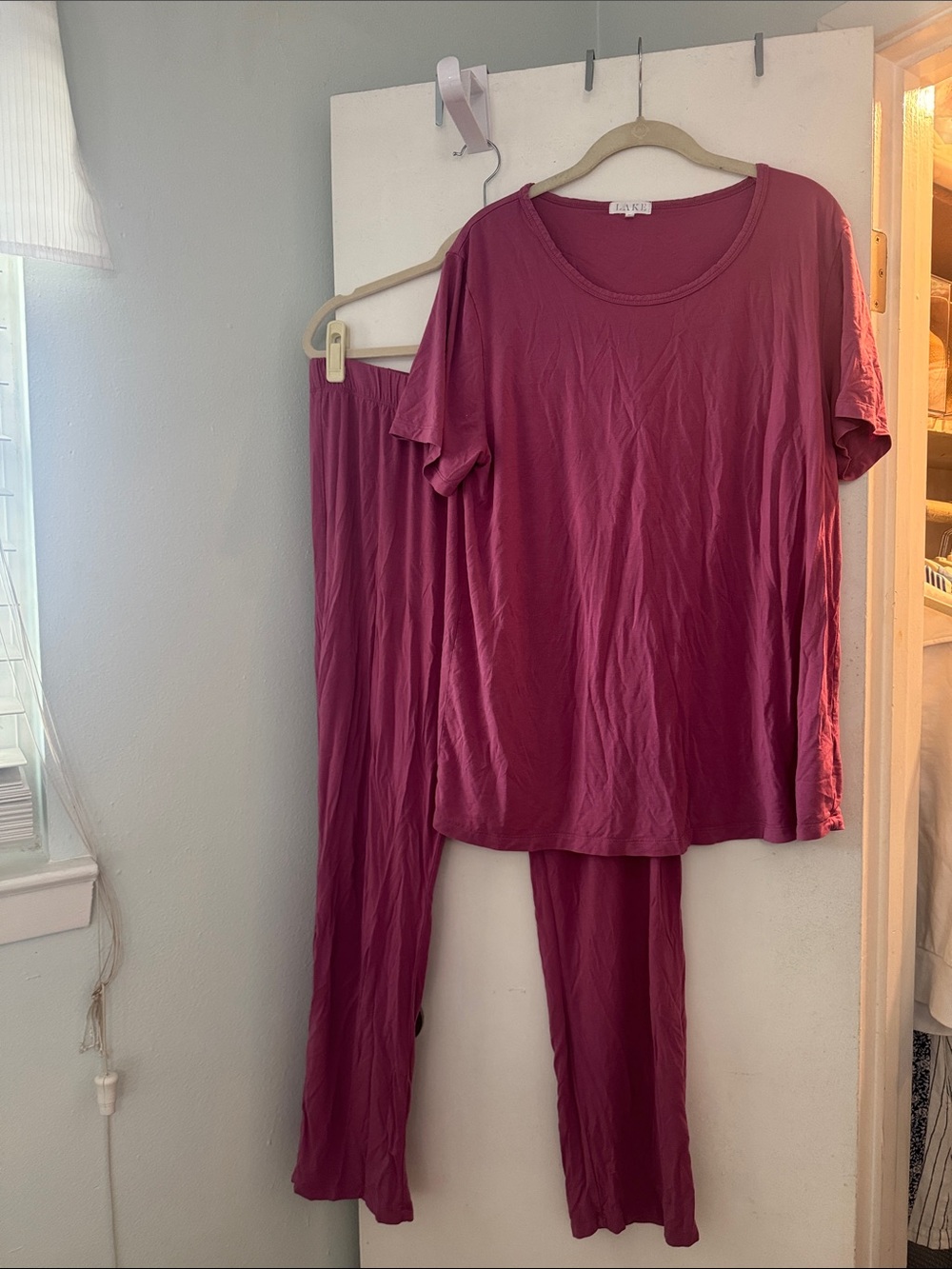 Women's Short-Sleeve Pajama Set in Raspberry by (unbranded)